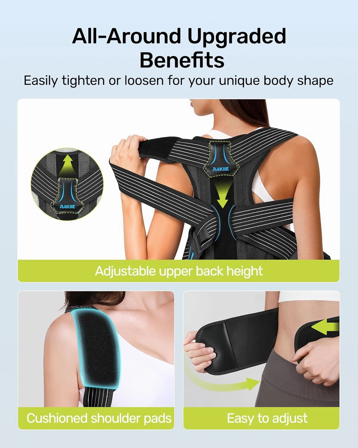 Posture Corrector for Women and Men, Upgraded Back Brace with Enhanced Support, Shoulder Straightener with Cushioned Shoulder Pads & Underarm Pain Relief Strap, Size S (Upper Waist: 29.5"-35.4")