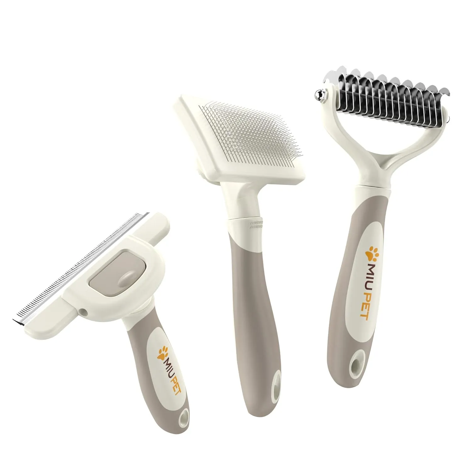 Professional Long-Haired Dog and Cat Grooming Kit - Deshedding and Slicker Brush Set 3 in 1 Gift Box for Long Hair Pets