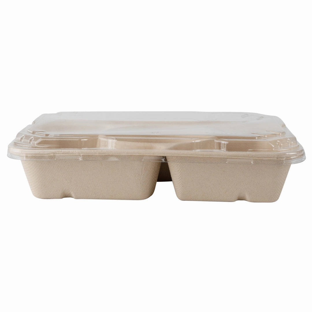 Pulp Tek Rectangle Clear Plastic Flat Lid - Fits Bagasse To Go Container - 100 count box