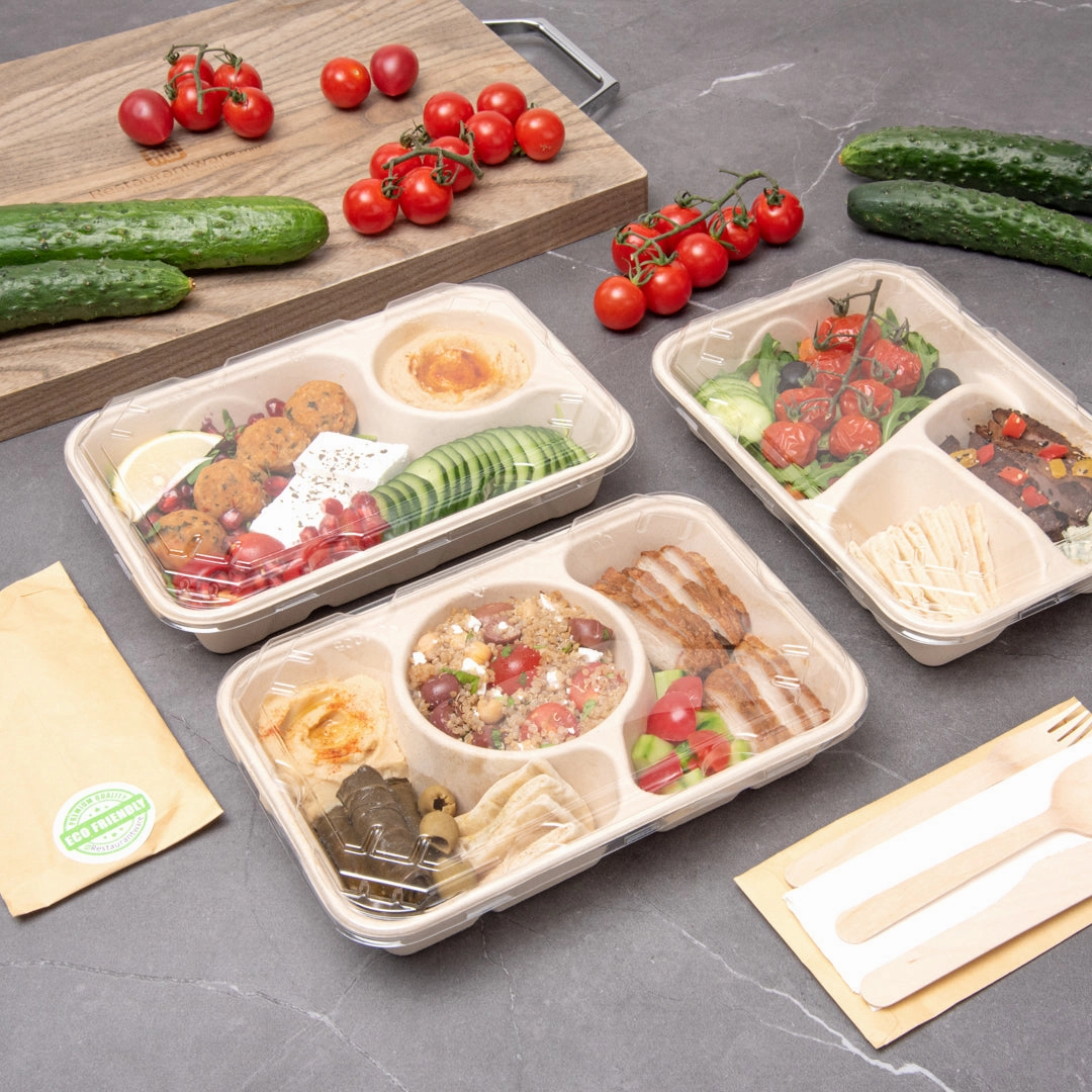 Pulp Tek Rectangle Clear Plastic Flat Lid - Fits Bagasse To Go Container - 100 count box