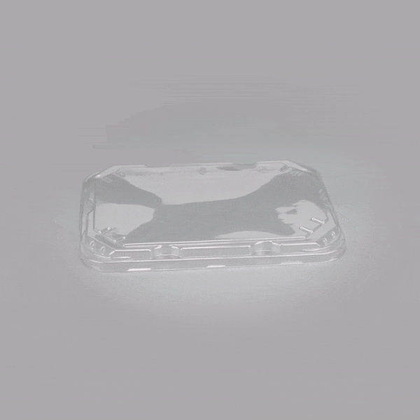 Pulp Tek Rectangle Clear Plastic Flat Lid - Fits Bagasse To Go Container - 100 count box
