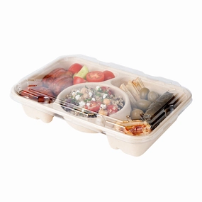 Pulp Tek Rectangle Clear Plastic Flat Lid - Fits Bagasse To Go Container - 100 count box