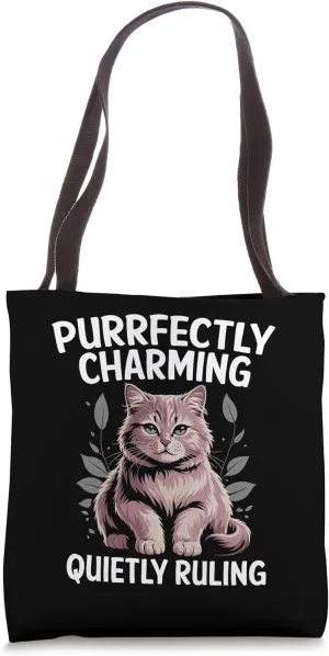 Purrfectly Charming Quietly Ruling Cat Lover Feline Pet Meow Tote Bag