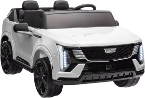 Qaba 2-Seater Ride on Truck, 12V Cadillac Escalade IQ 2025 Licensed Kids Electric Car with 10AH Big Battery, Parent Remote Control, 4 Spring Suspension Wheels, LED Lights, Music Horn, White