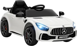 Qaba Mercedes-Benz AMG GTR Licensed 12V Kids Ride on Car, Battery Powered Electric Car for Toddlers with Remote Control, Transport Wheels, Soft Start, Lights, Music, Horn for 3-6 Years, White