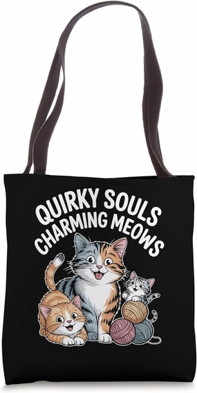 Quirky Souls Charming Meows Cat Lover Feline Pet Meow Cats Tote Bag