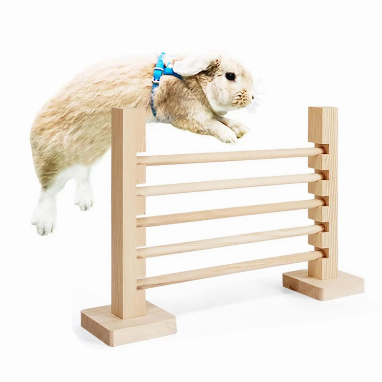 Rabbit Jump Bar Sturdy Interactive Training Games Wood Toy Rabbit Exercise Obstacle for Bunny Pet Jump Training Exercise Running