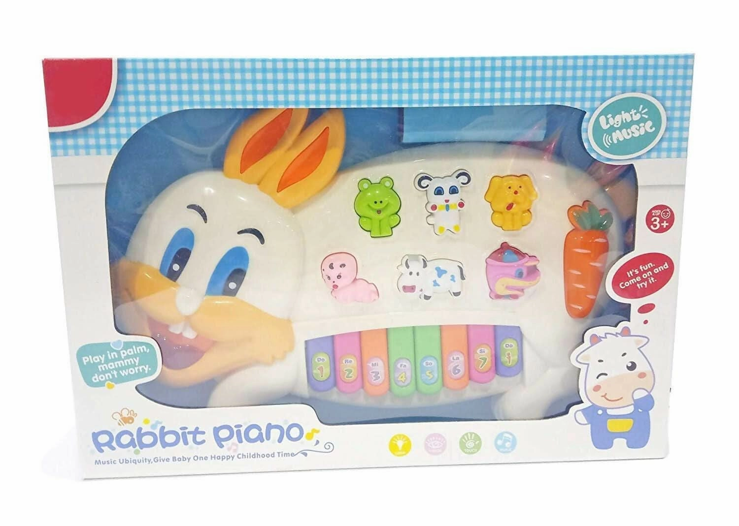 Rabbit-Shaped Musical Piano with Flashing Lights & Animal Sounds
