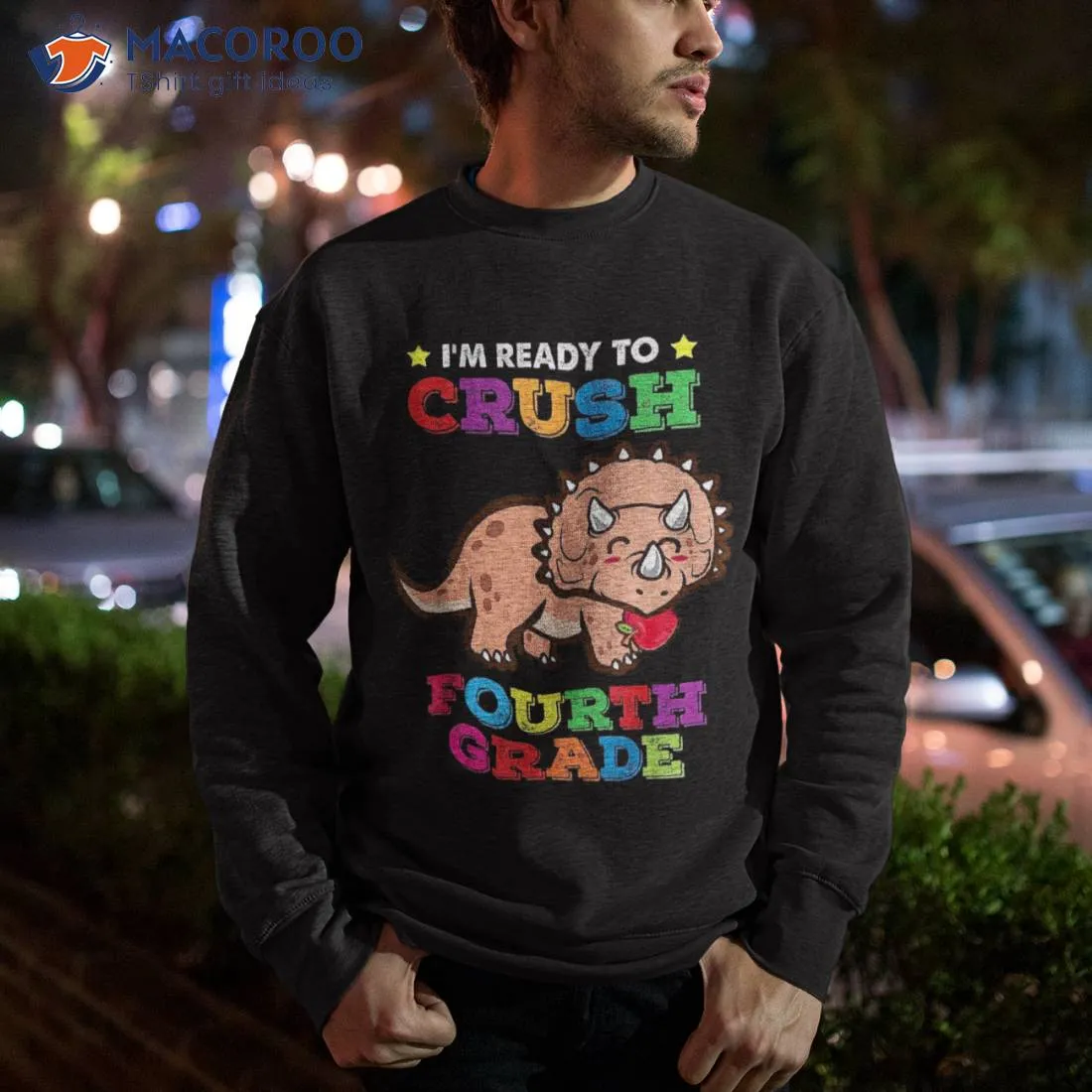 Ready To Crush 4th Grade Triceratops Dinosaur Back School Shirt
