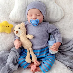 Realistic Reborn Baby Dolls Boy - Lifelike Newborn Baby Doll That Looks Real with Soft Cloth Body and Toy Accessories for Kids Toddlers Age 3 