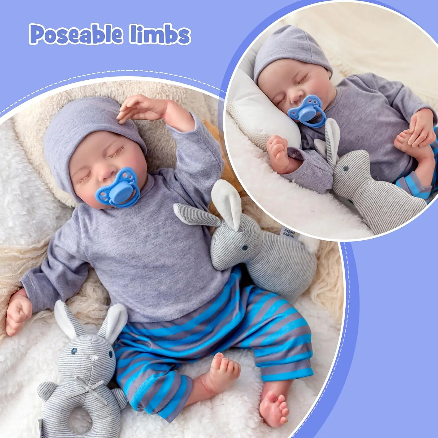 Realistic Reborn Baby Dolls Boy - Lifelike Newborn Baby Doll That Looks Real with Soft Cloth Body and Toy Accessories for Kids Toddlers Age 3 