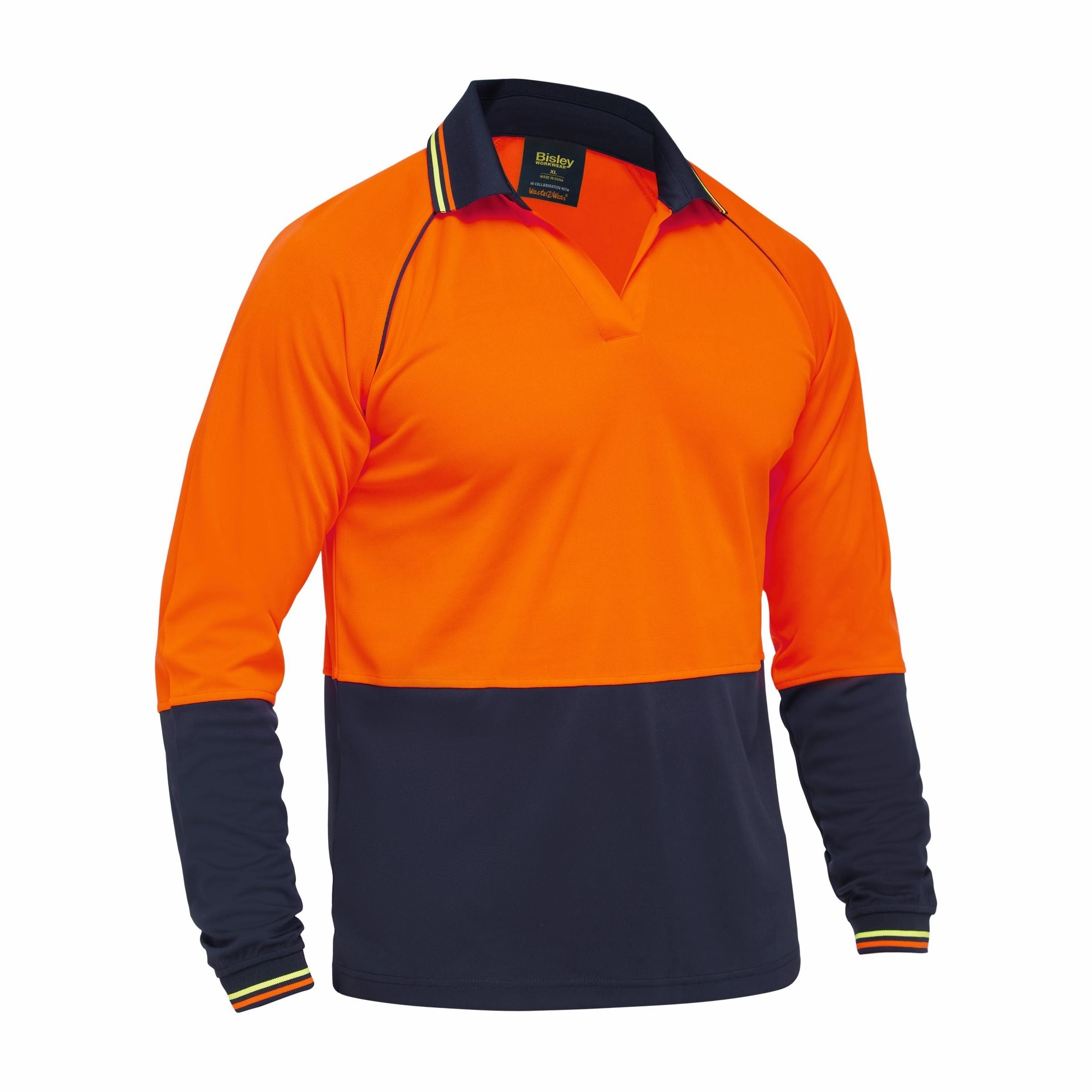 Recycle Two Tone Hi Vis Long Sleeve Polo - BK6440