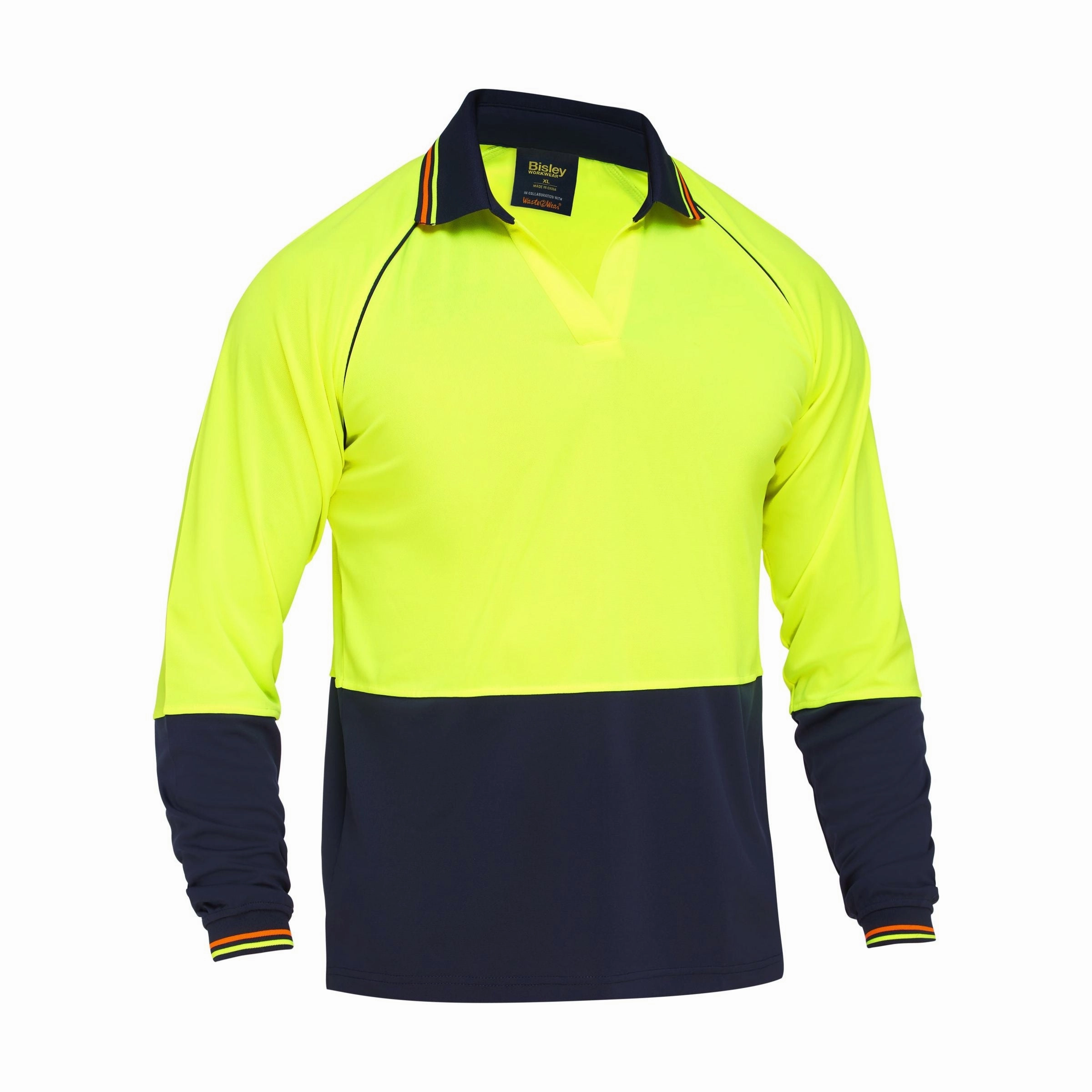 Recycle Two Tone Hi Vis Long Sleeve Polo - BK6440