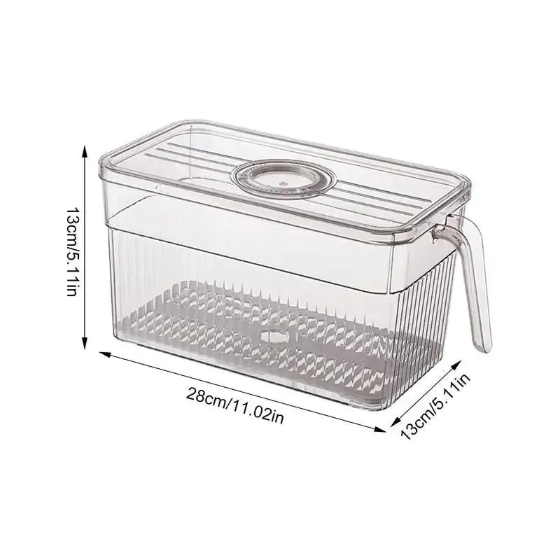 Refrigerator Organizer Bins Clear Square Food Storage Organizer Stackable Kitchen Containers With Lids And Handle Space-Saving