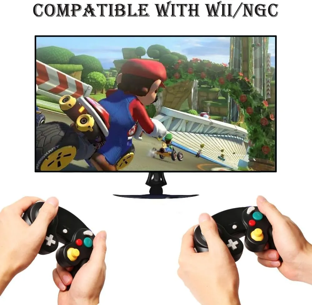 Reiso Gamecube Controller, 2 Pack NGC Classic Wired Controller for Wii Game cube Console (Clear Purple and Clear White)