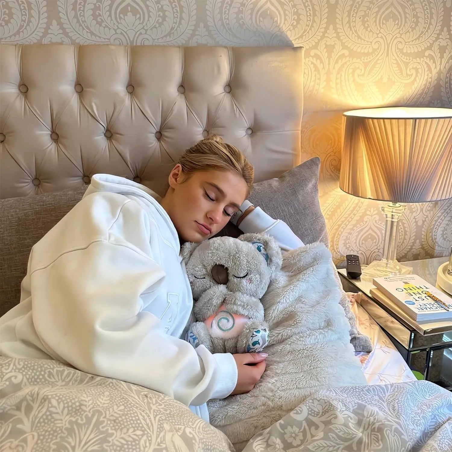 Relief Koala Breathing Stuffed Toy, Anxiety Relief Plush Breathing Animal, Sleeping Koala Plush Breathing with Musical Lights & Rhythmic Breathing Motion (E-Koala Elephant)