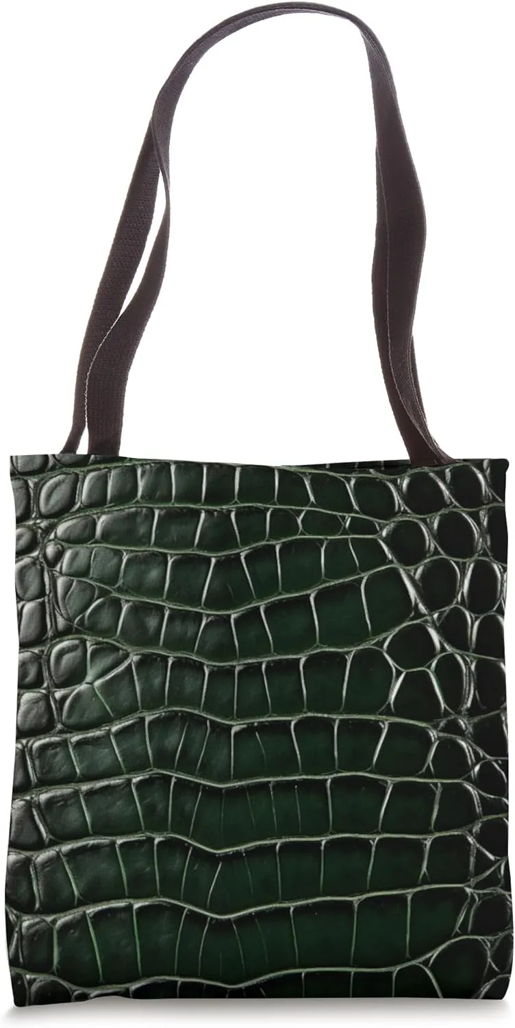 Reptile Alligator Lizard Crocodile Snake Pattern Green Skin Tote Bag