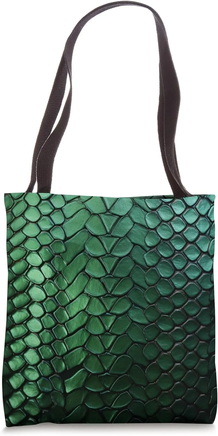 Reptile Alligator Lizard Crocodile Snake Pattern Green Skin Tote Bag