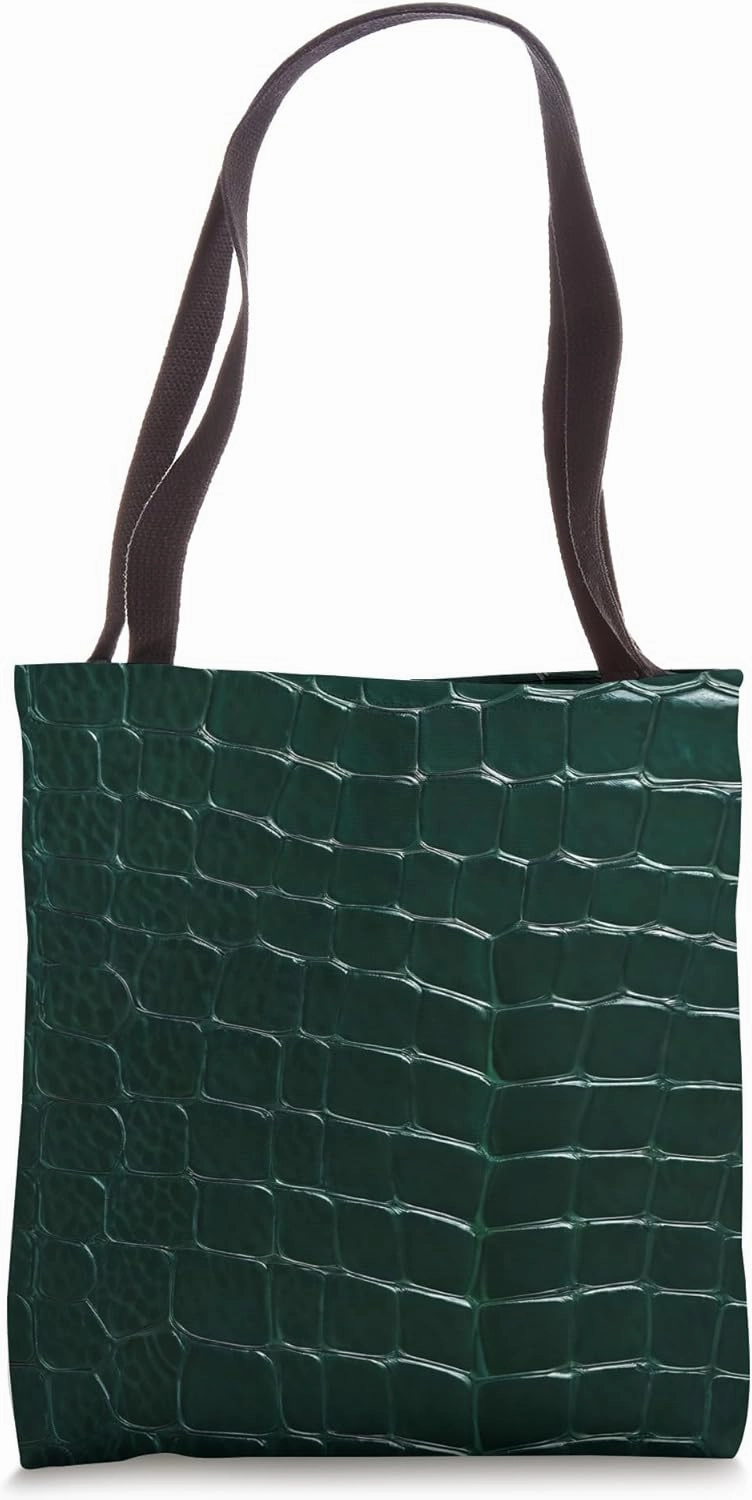 Reptile Alligator Lizard Crocodile Snake Pattern Green Skin Tote Bag