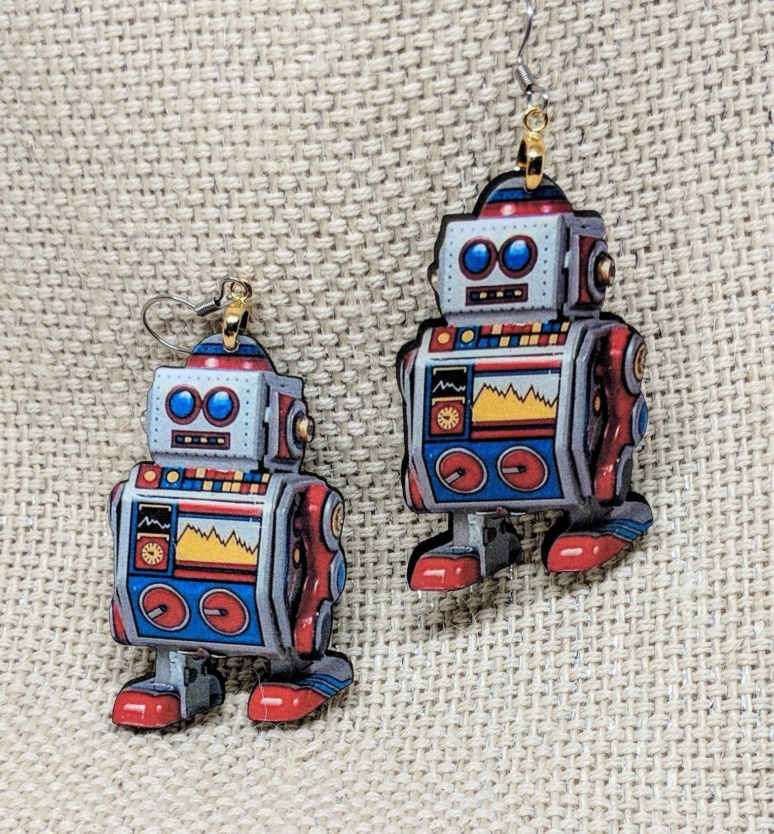 Retro Toy Robot Earrings