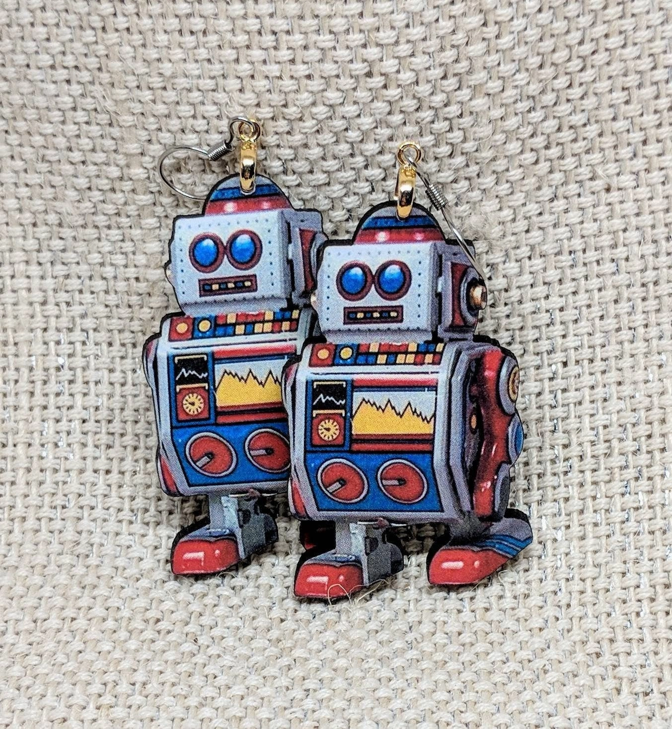 Retro Toy Robot Earrings