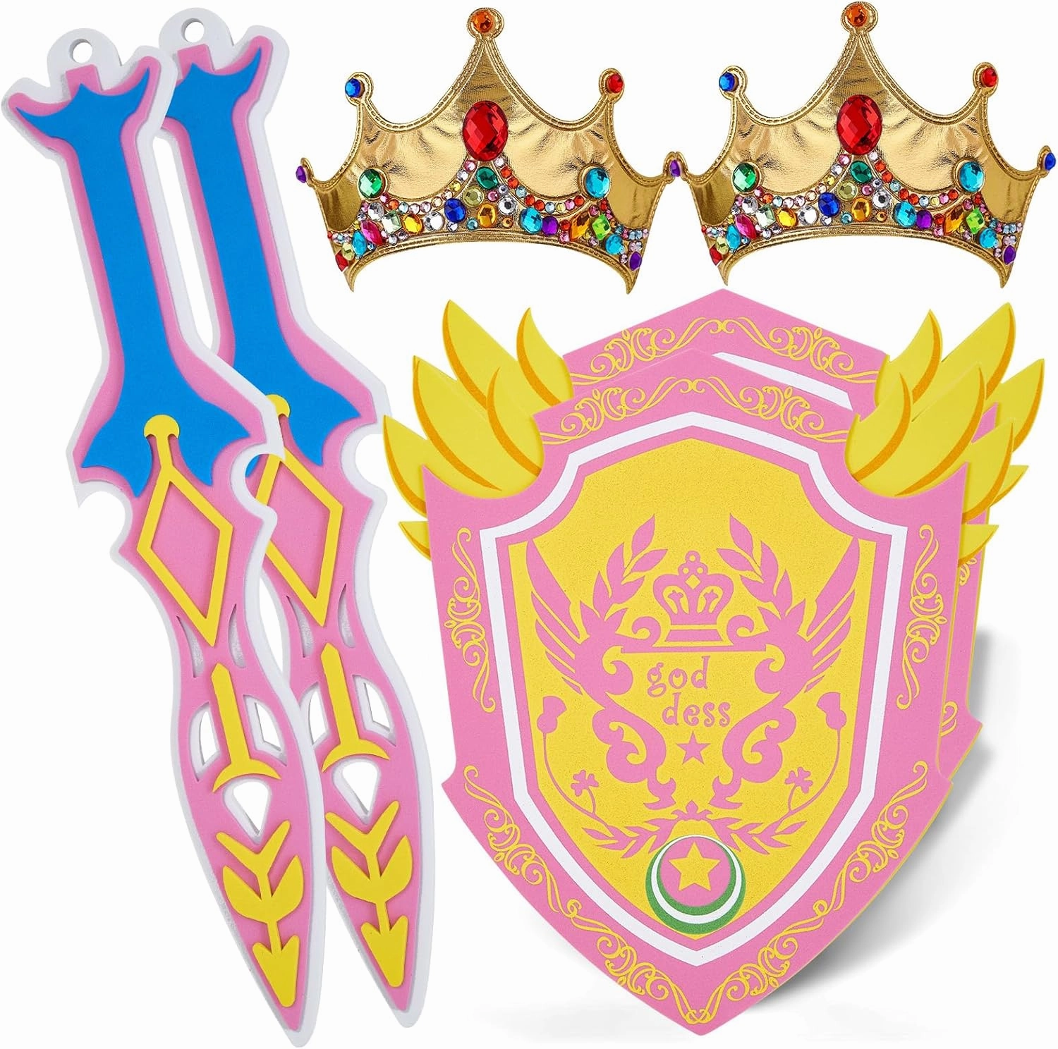 RICHNESS Kids Toy Swords and Shields Foam Play Sword and Shield for Kids Dress Up and Costumes Pack of 2 Players
