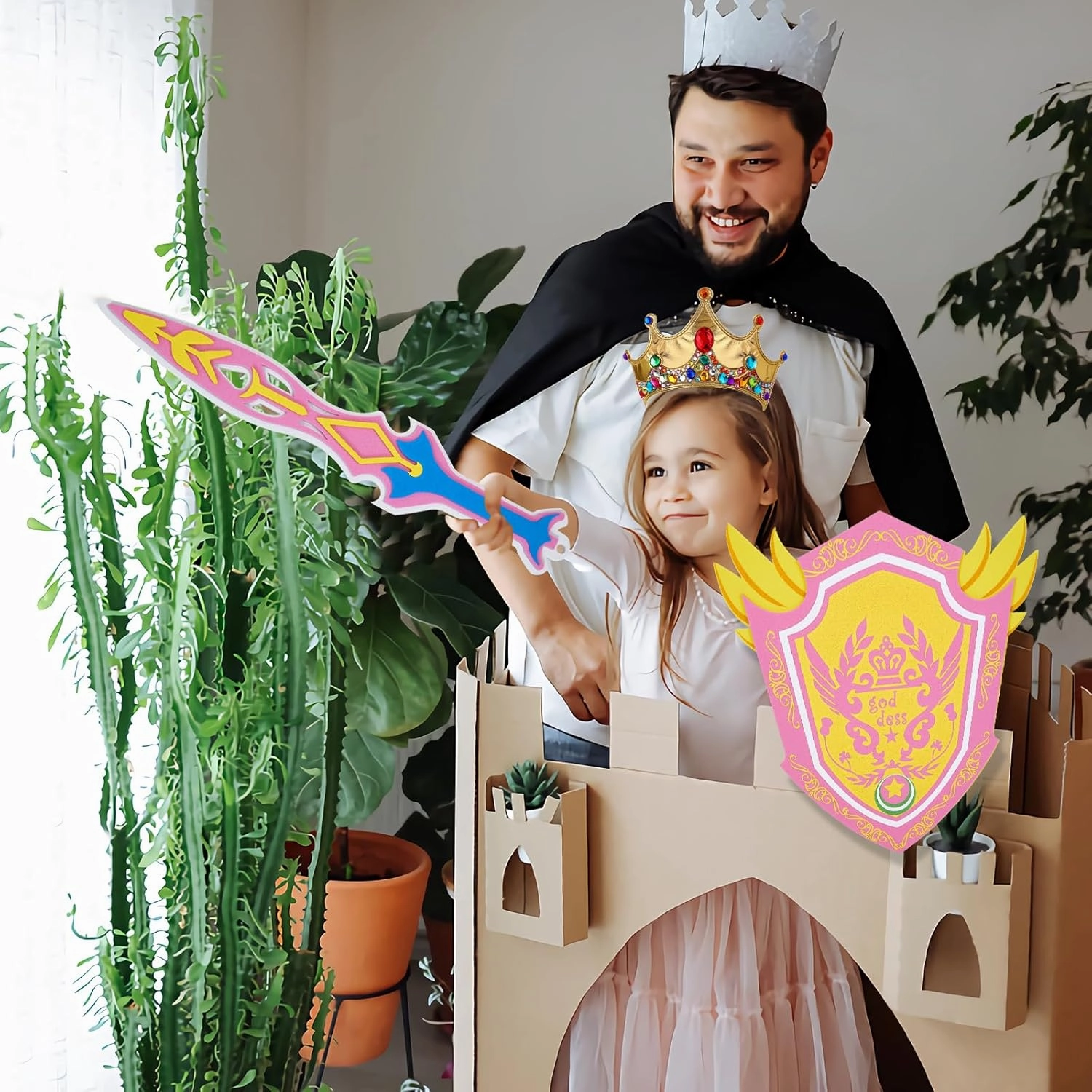 RICHNESS Kids Toy Swords and Shields Foam Play Sword and Shield for Kids Dress Up and Costumes Pack of 2 Players
