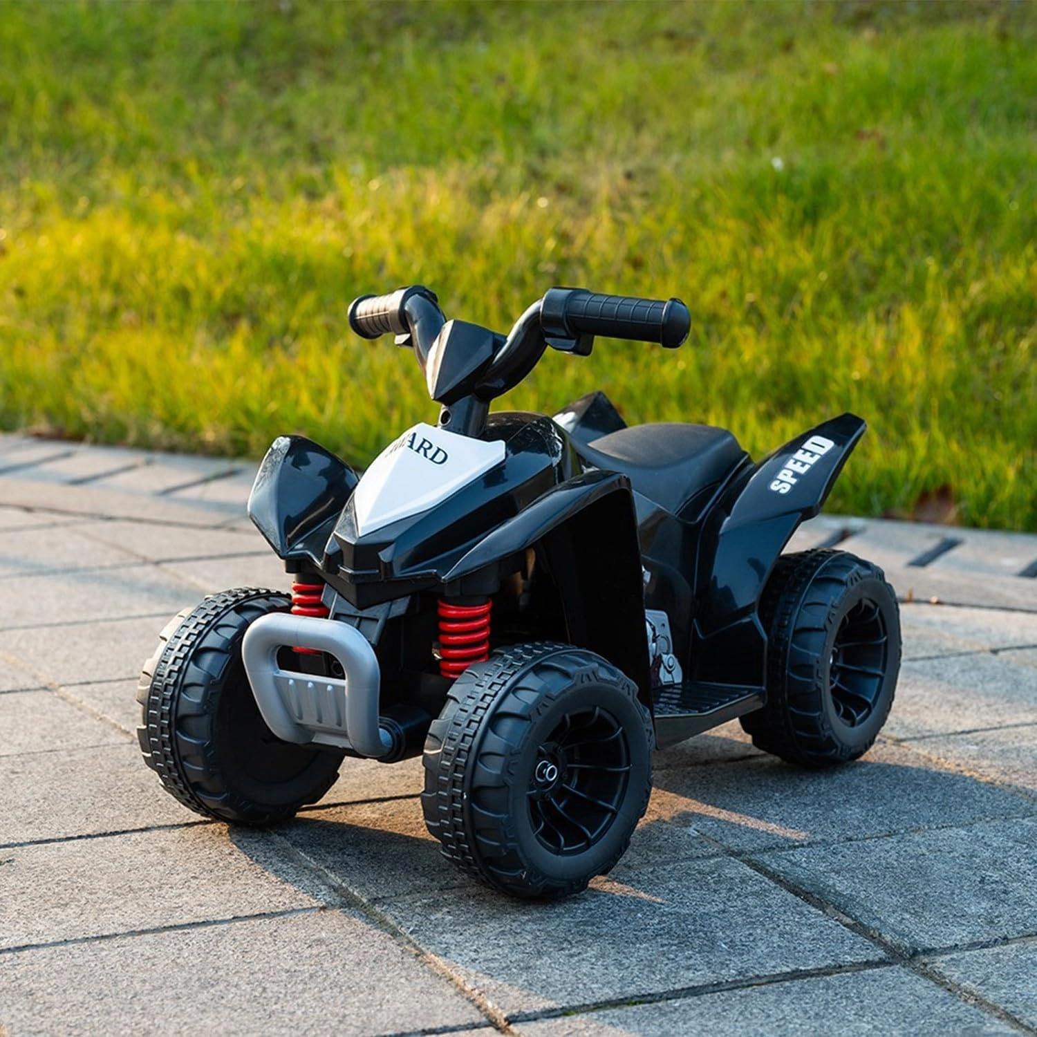 Ride On ATV, 6V Electric Toddler Vehicle, 4 Wheels Battery Powered Toy Car with Music & Drive Buttons for Kids Ages 2  Years Old, Black