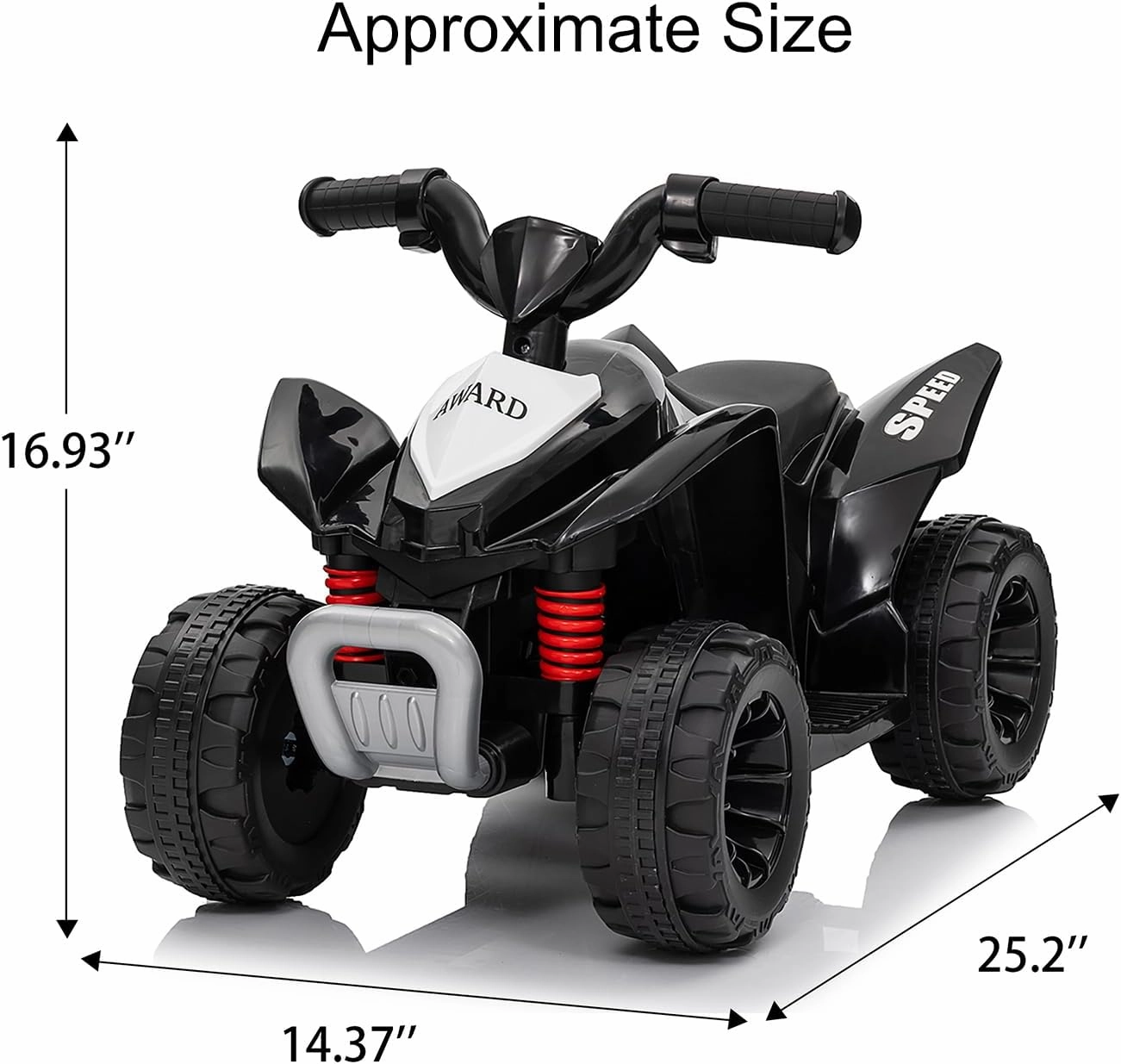 Ride On ATV, 6V Electric Toddler Vehicle, 4 Wheels Battery Powered Toy Car with Music & Drive Buttons for Kids Ages 2  Years Old, Black