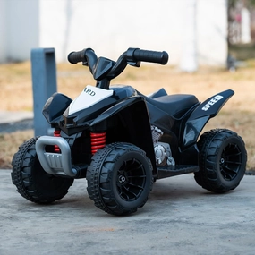 Ride On ATV, 6V Electric Toddler Vehicle, 4 Wheels Battery Powered Toy Car with Music & Drive Buttons for Kids Ages 2  Years Old, Black