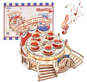 ROKR 3D Wooden Puzzles for Adults-LED Wooden Music Box Kits-Wood Model Kits to Build-3D Puzzles for Kids and Adults-Christmas STEM Toy Gifts
