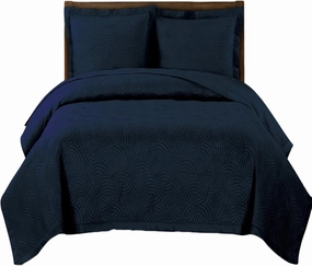 Royal Tradition Emerson Oversized Microfiber Full/Queen Quilt Set, Navy