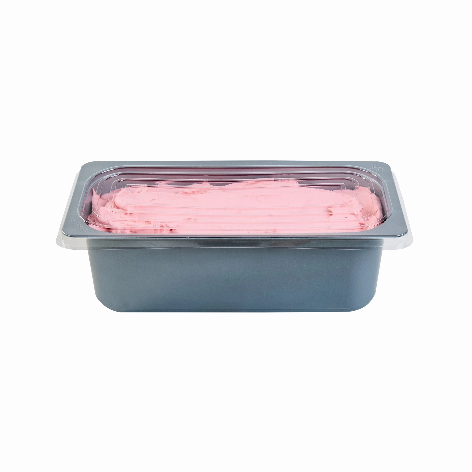 RW Base 5 Qt Rectangle Gray Plastic Ice Cream Container - with Clear Lid - 13 1/2" x 6 1/2" x 4 3/4" - 25 count box