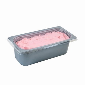 RW Base 5 Qt Rectangle Gray Plastic Ice Cream Container - with Clear Lid - 13 1/2" x 6 1/2" x 4 3/4" - 25 count box