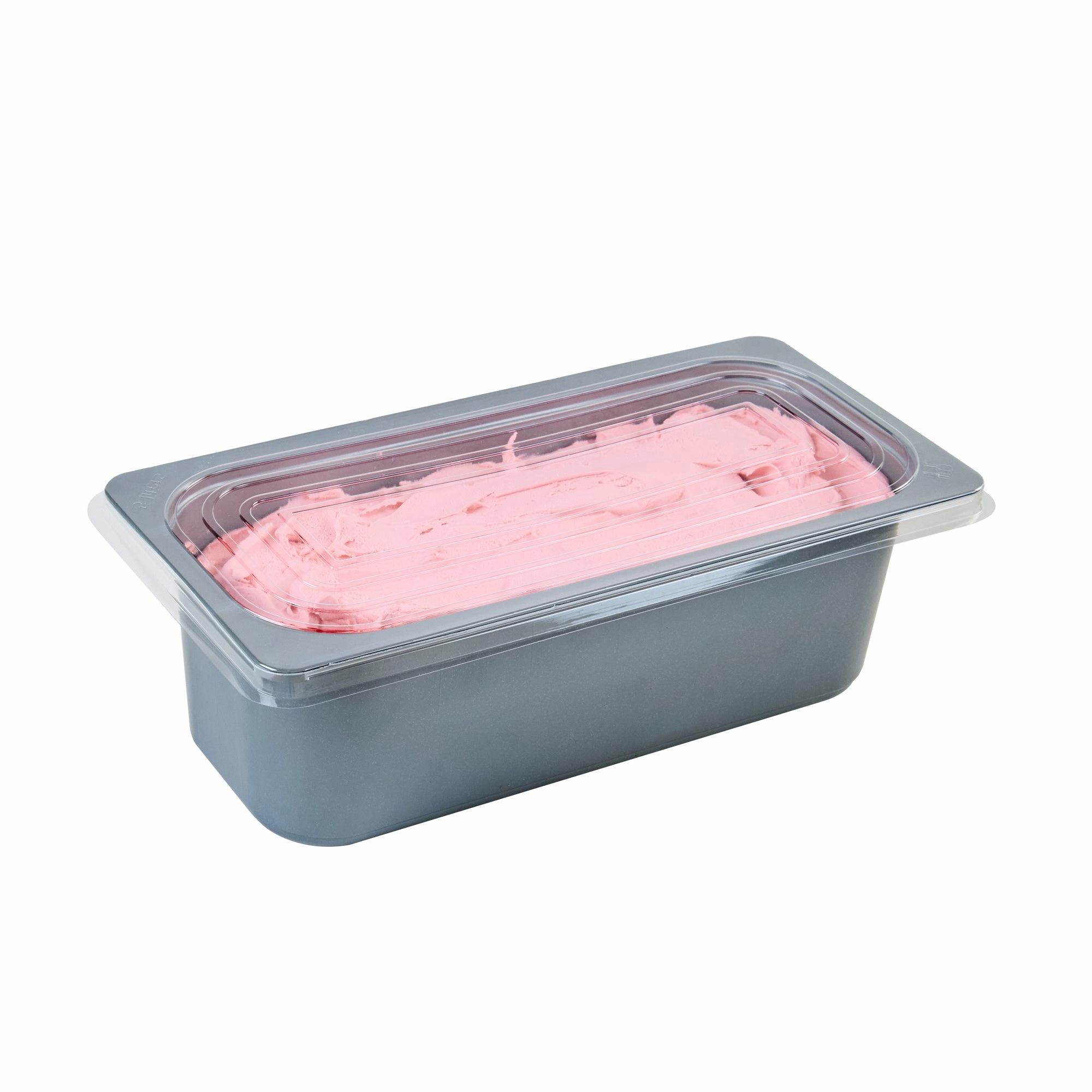 RW Base 5 Qt Rectangle Gray Plastic Ice Cream Container - with Clear Lid - 13 1/2" x 6 1/2" x 4 3/4" - 25 count box