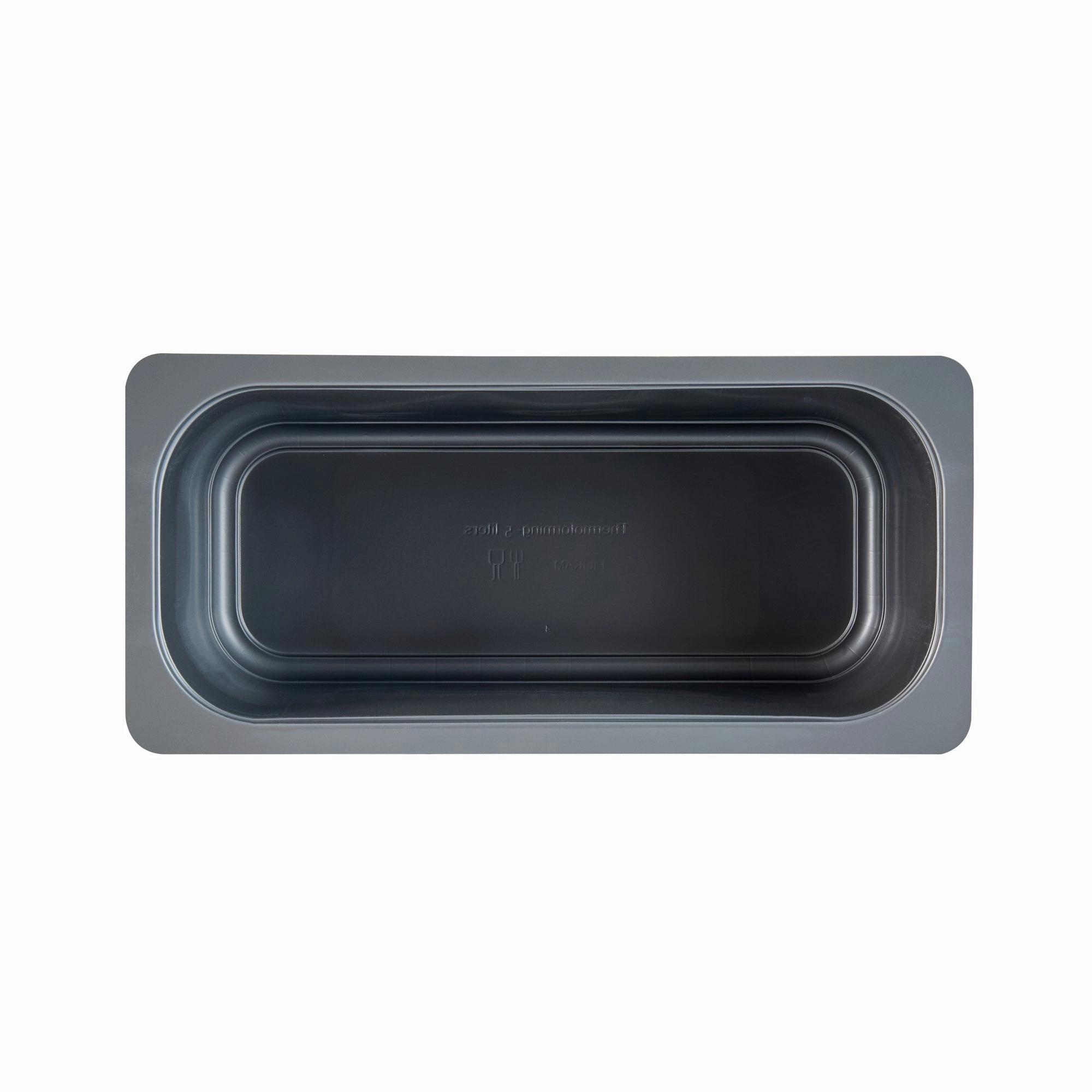 RW Base 5 Qt Rectangle Gray Plastic Ice Cream Container - with Clear Lid - 13 1/2" x 6 1/2" x 4 3/4" - 25 count box