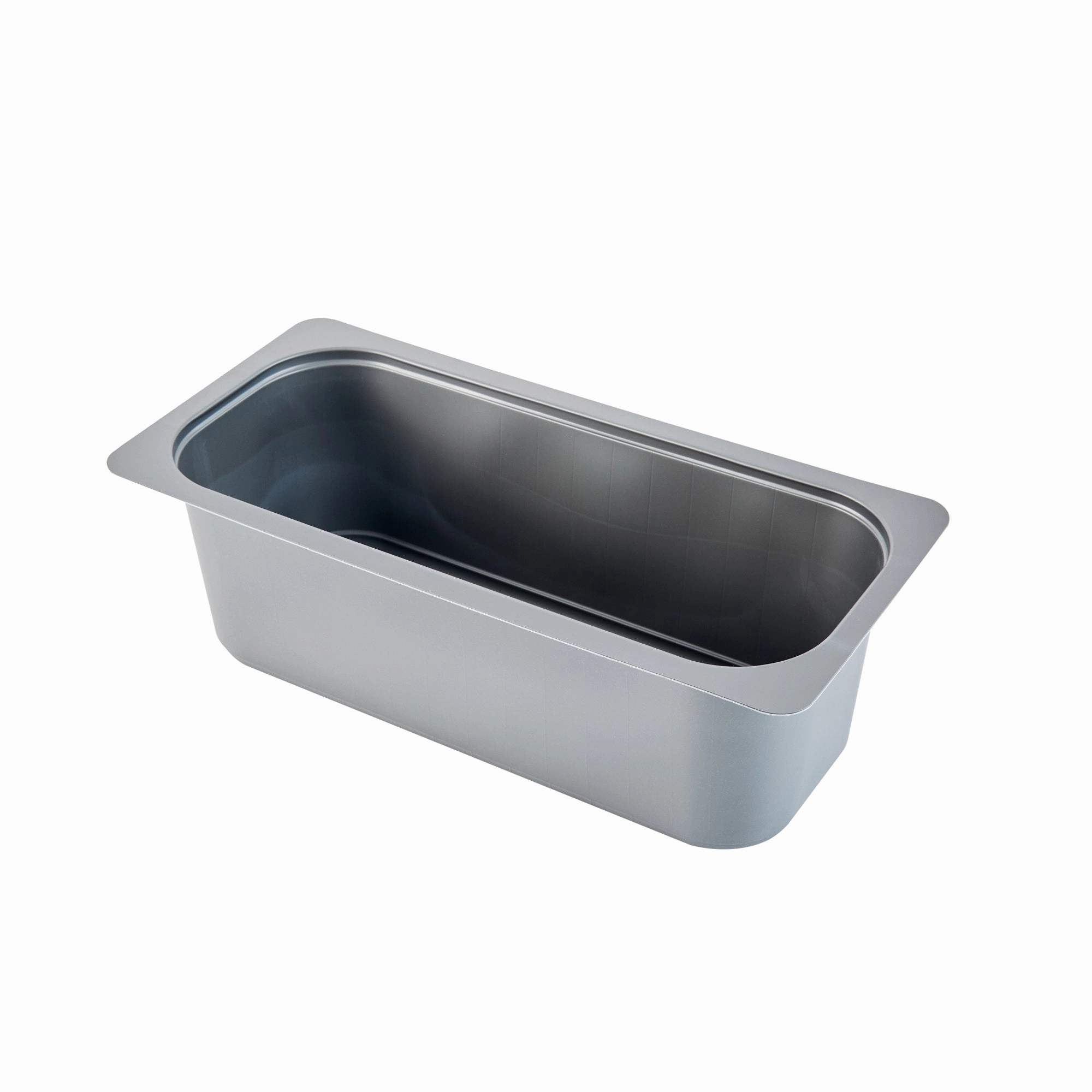RW Base 5 Qt Rectangle Gray Plastic Ice Cream Container - with Clear Lid - 13 1/2" x 6 1/2" x 4 3/4" - 25 count box