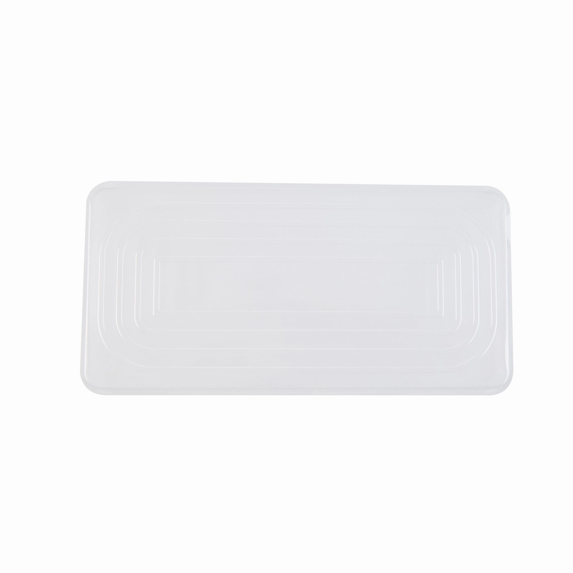 RW Base 5 Qt Rectangle Gray Plastic Ice Cream Container - with Clear Lid - 13 1/2" x 6 1/2" x 4 3/4" - 25 count box