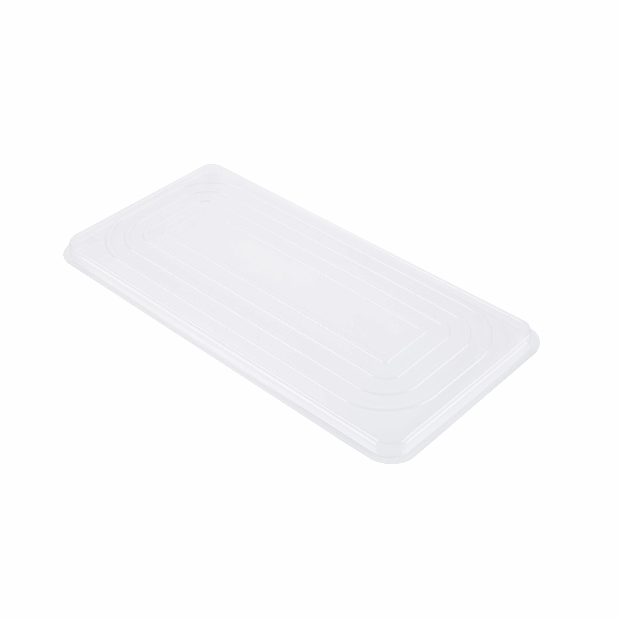 RW Base 5 Qt Rectangle Gray Plastic Ice Cream Container - with Clear Lid - 13 1/2" x 6 1/2" x 4 3/4" - 25 count box