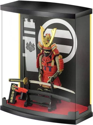 Samurai Figure, Red Armor Scale 1/10, #A7 Imagawa Yoshimoto Ornament, with Samurai Katana and Display Cover, Great Gift for Men