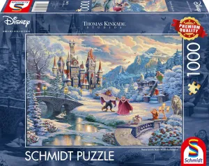 Schmidt | Thomas Kinkade: Disney Beauty & The Beast Winter Enchantment Puzzle - 1000pc | Puzzle | Ages 12  | 1 Players