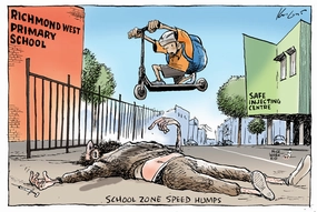 School zone speed humps | Australian Political Cartoon