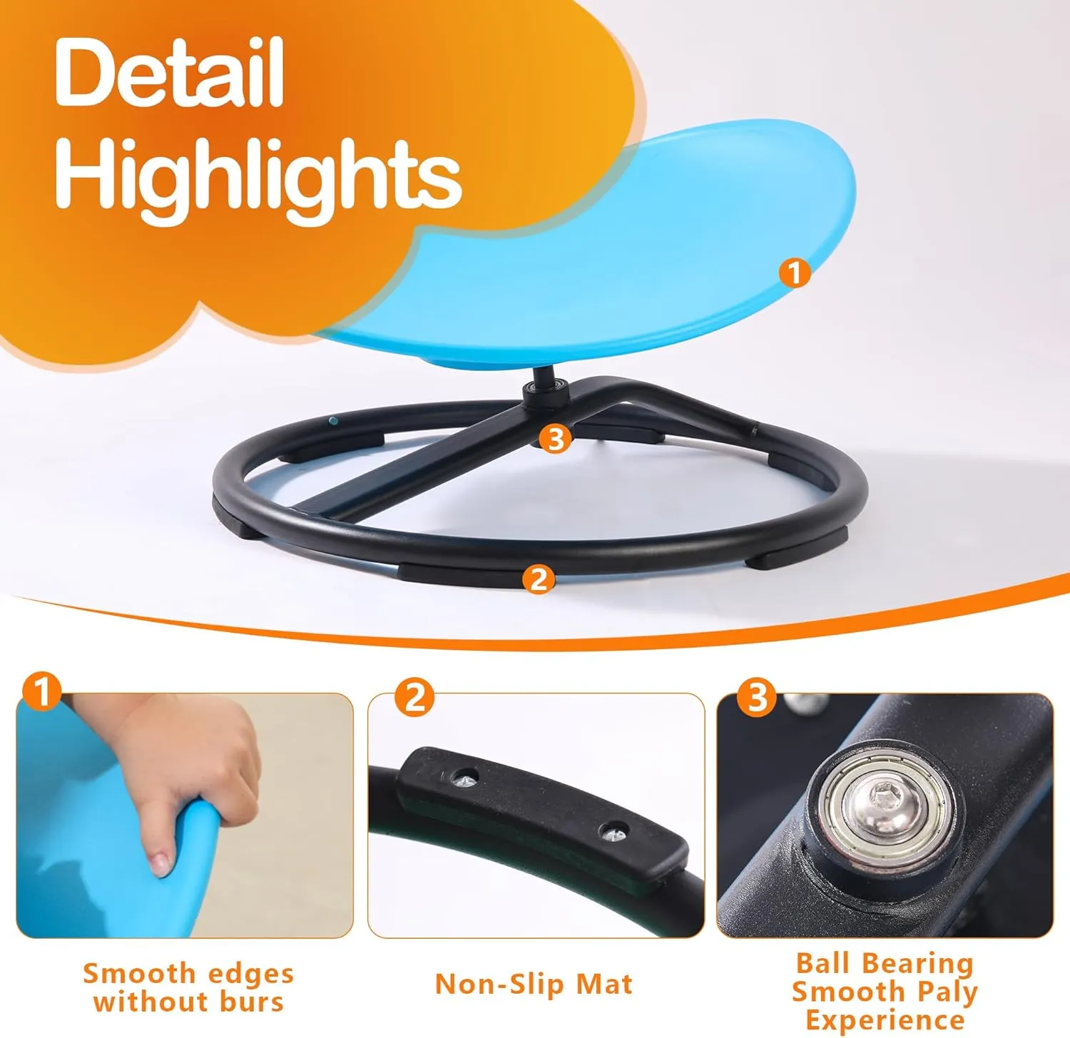 Sensory Spinning Chair for Autistic Kids，Sensory Swivel Chair，Sit and Spin Toy for Balance and Coordination, Spinning Autism Seat & ADHD Children, Indoor & Outdoor Play for Ages 3 （Blue）