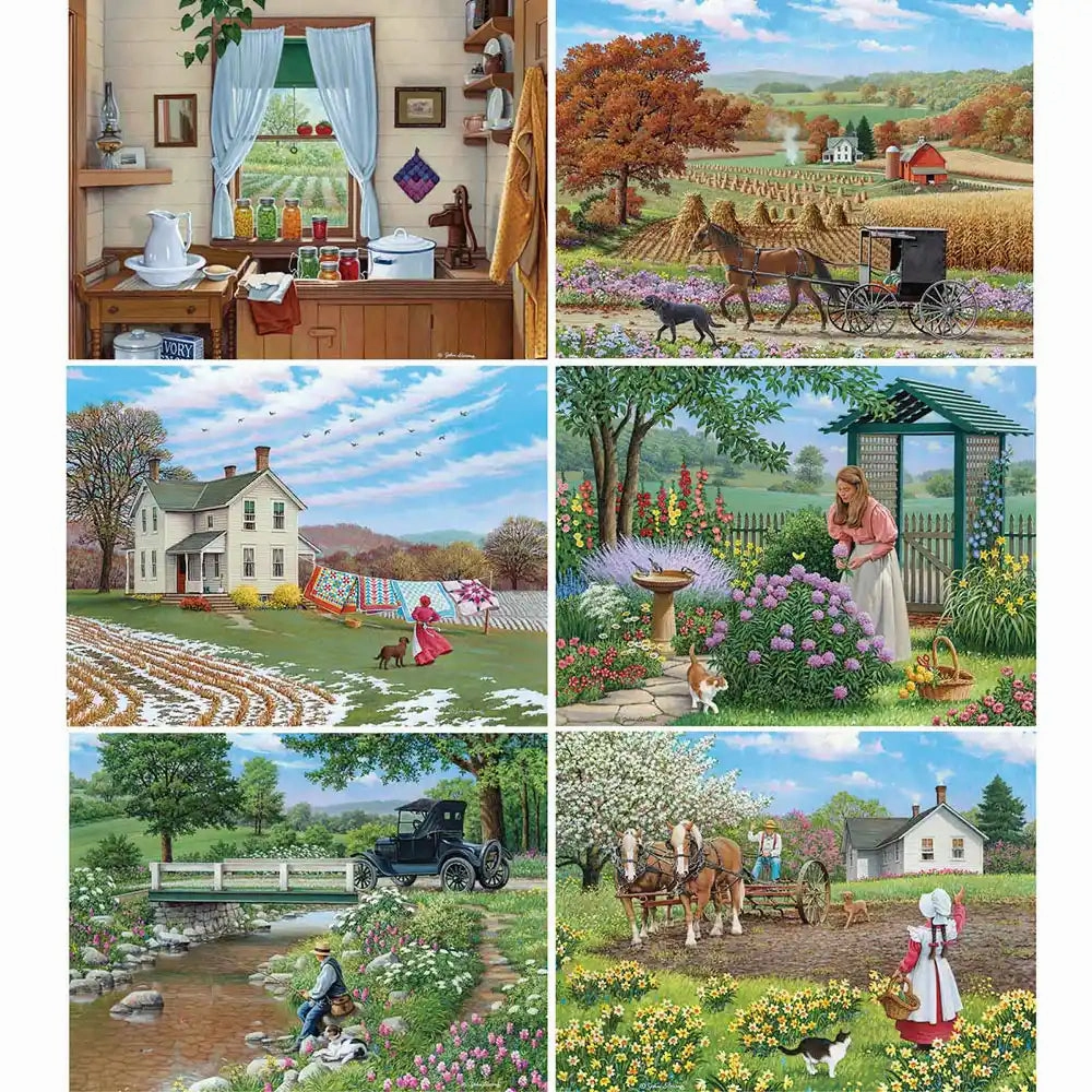 Set of 6: John Sloane Jigsaw Puzzles  Simple Country Life