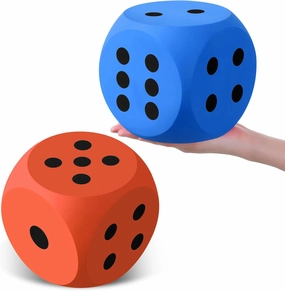 Shappy 6 Inches Foam Dice Fun Filled Large Educational Toy Kawaii Giant Dice Decorative Eva Foam Jumbo Cube Big Square Building Blocks for Game Nights Learning Sessions(Orange and Blue,2 Pcs)
