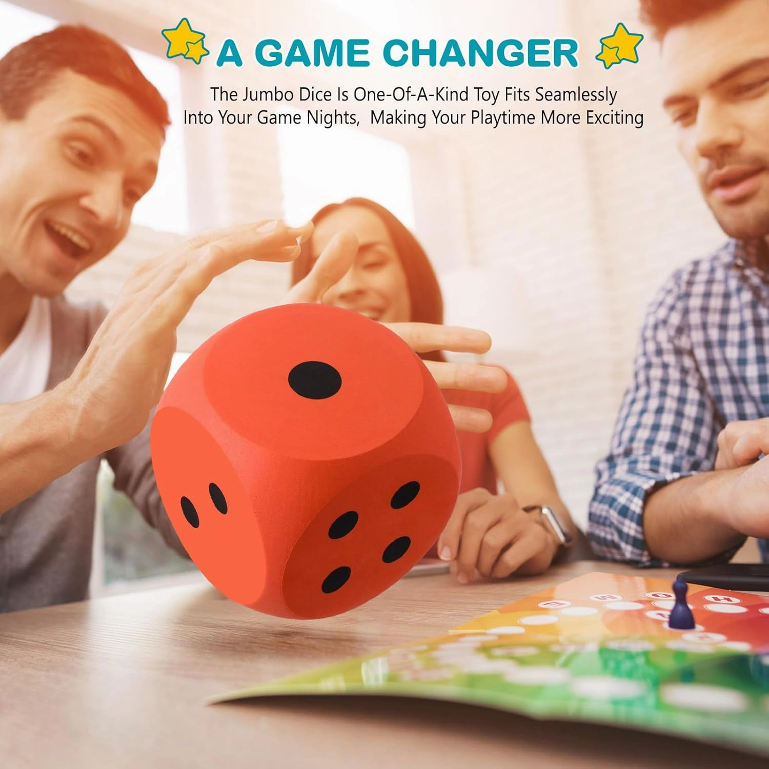Shappy 6 Inches Foam Dice Fun Filled Large Educational Toy Kawaii Giant Dice Decorative Eva Foam Jumbo Cube Big Square Building Blocks for Game Nights Learning Sessions(Orange and Blue,2 Pcs)