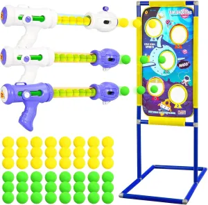 Shooting Games Toys for Boys 3 Packs Foam Ball Air Toy Guns with Shooting Target, 48 Foam Balls, Gifts for Boys Age 5 6 7 8 9 10 , Compatible with Nerf Gun Toy