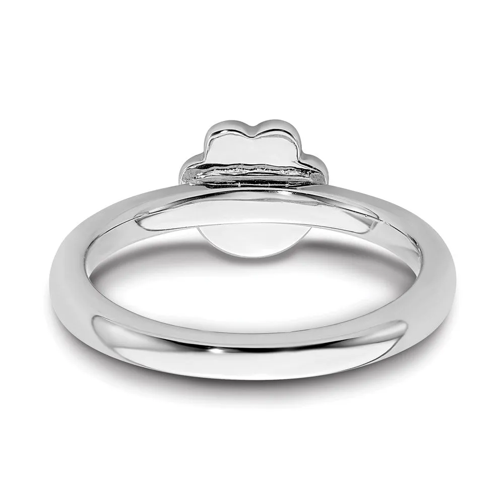 Shop Stylish Sterling Silver Stackable Pawprint Ring with Black Enamel Accent