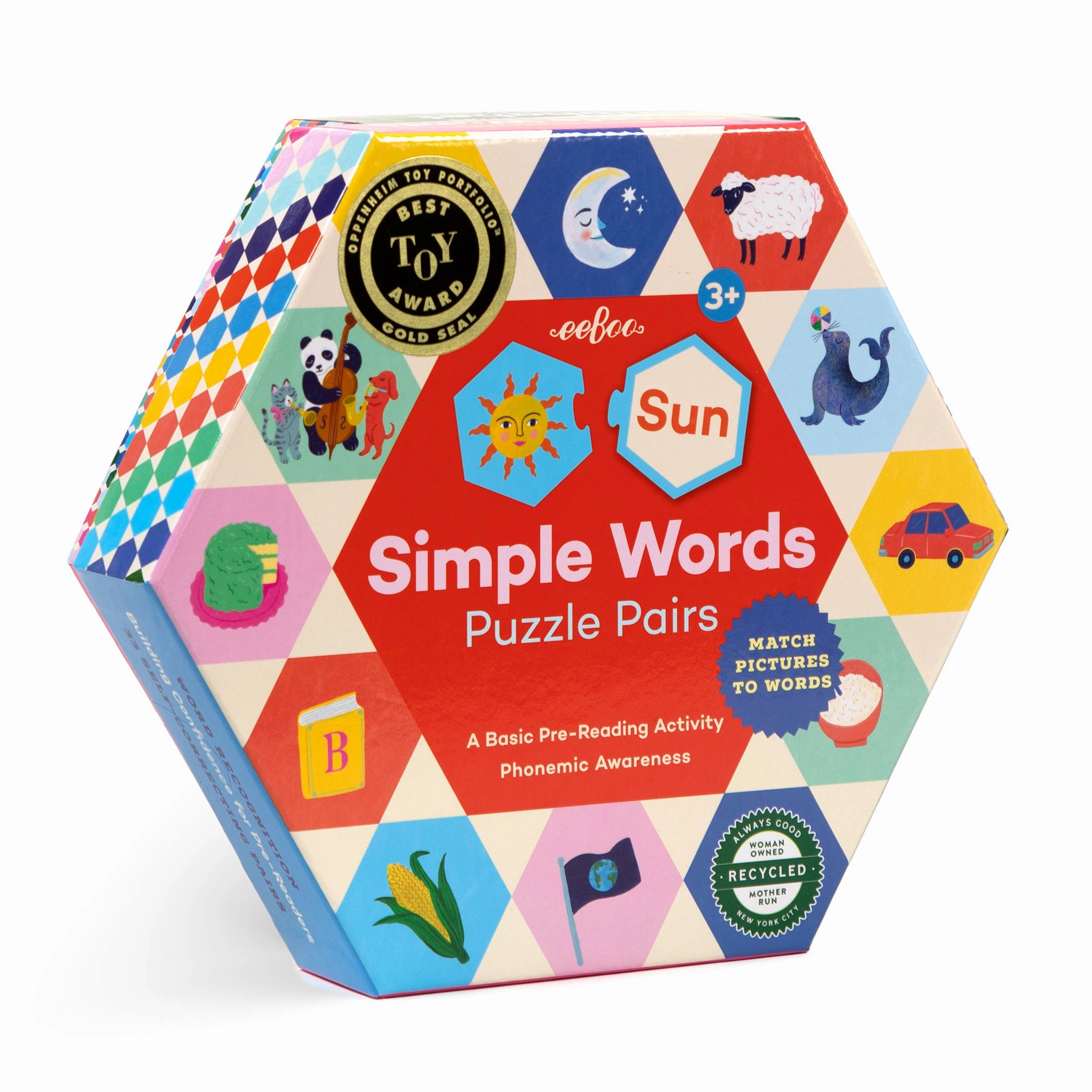 Simple Words Hexagon Puzzle Pairs