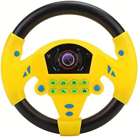Simulated Driving Controller 21 x 3.5 x 21cm Co-Driver Simulated Steering Wheel Educational Music Toy for Children Kids 4 5 6 Years Old (Yellow)
